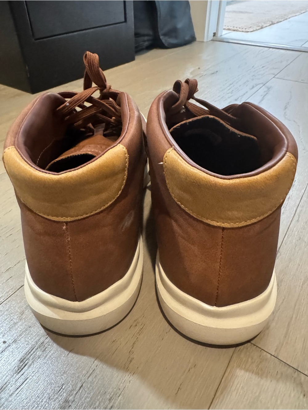 Cole Haan Brown Leather Perforated Sneakers with White Sole - Picture 4 of 4